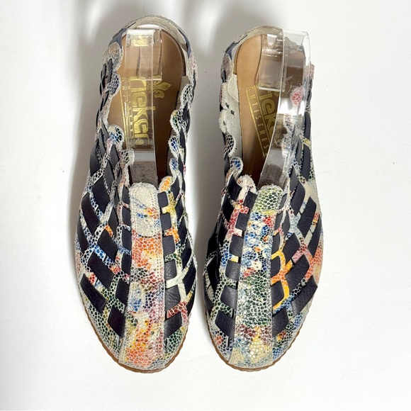 RIEKER Antistress SINA Slingback Ice Multicolor Ocean Heels Womens EU 37 US 6.5 - Picture 3 of 8